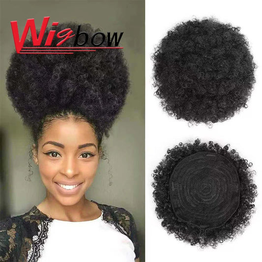 Monglian Afro Kinky Curly Ponytail Human Hair Ponytail For Black Women Drawstring Ponytail Puff Kinky Curly Ponytail Wigs Wigbow