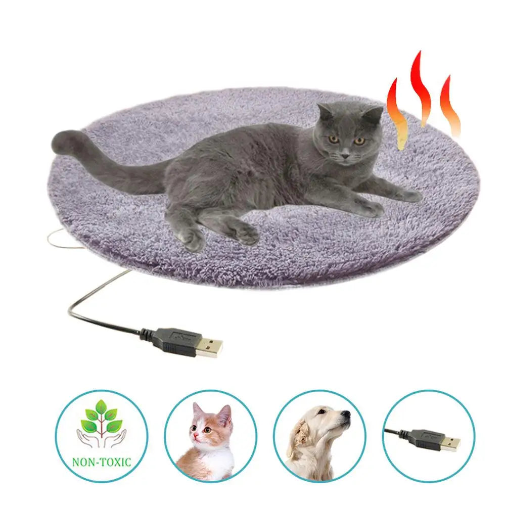 Winter Pet Electric Heating Pad Blanket Dog Cat Electric Heating Bed Plush Mat USB Charging Sleeping Blanket For Travel Dog Bed