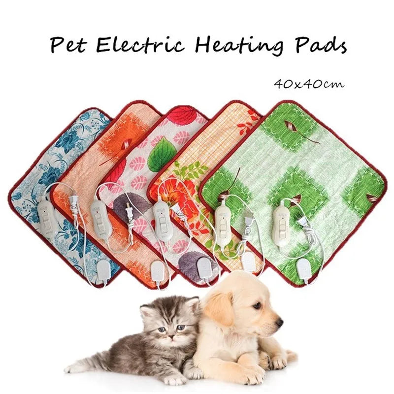 220V 18W 2Gear Pet Electric Heating Pads Heated Blanket Heated Blanket Dog Cats Warmer Mat Dog Bed Cat Bed Random Color 40x40cm