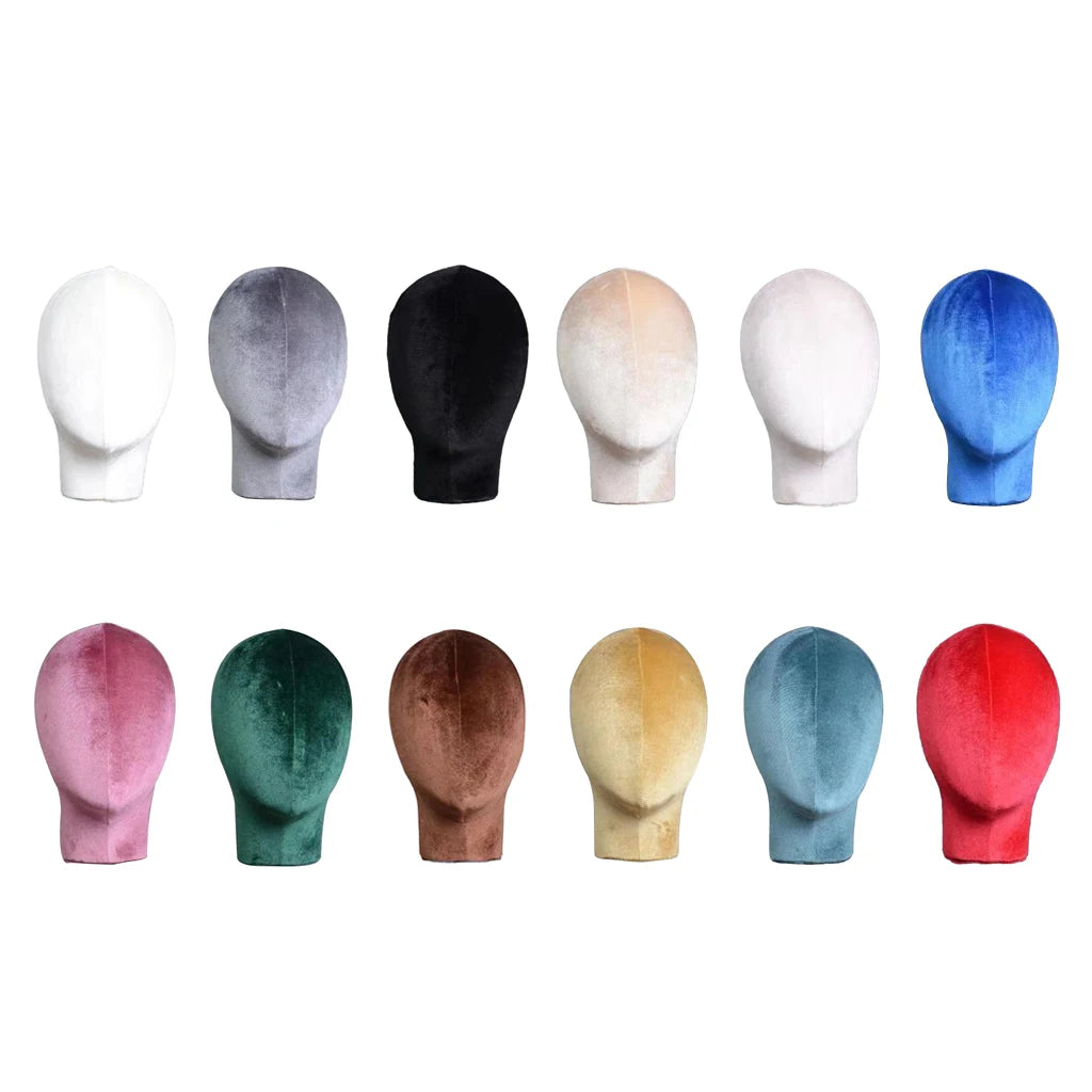 Velvet Head for Wigs Making Manikin Display Holder Styrofoam Foam Heads