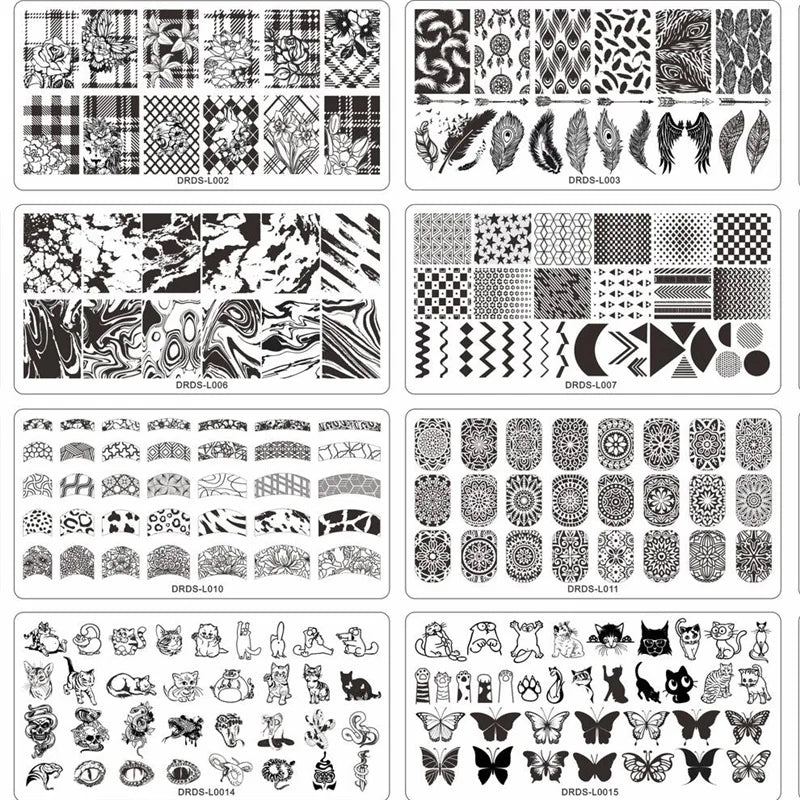 1Pc-Snake/Beauty/Cats Stamping Plates 5.6/12X6cm Image Printing Nail Art Stencils Templates for Acrylic Nails Design Stamp Plate