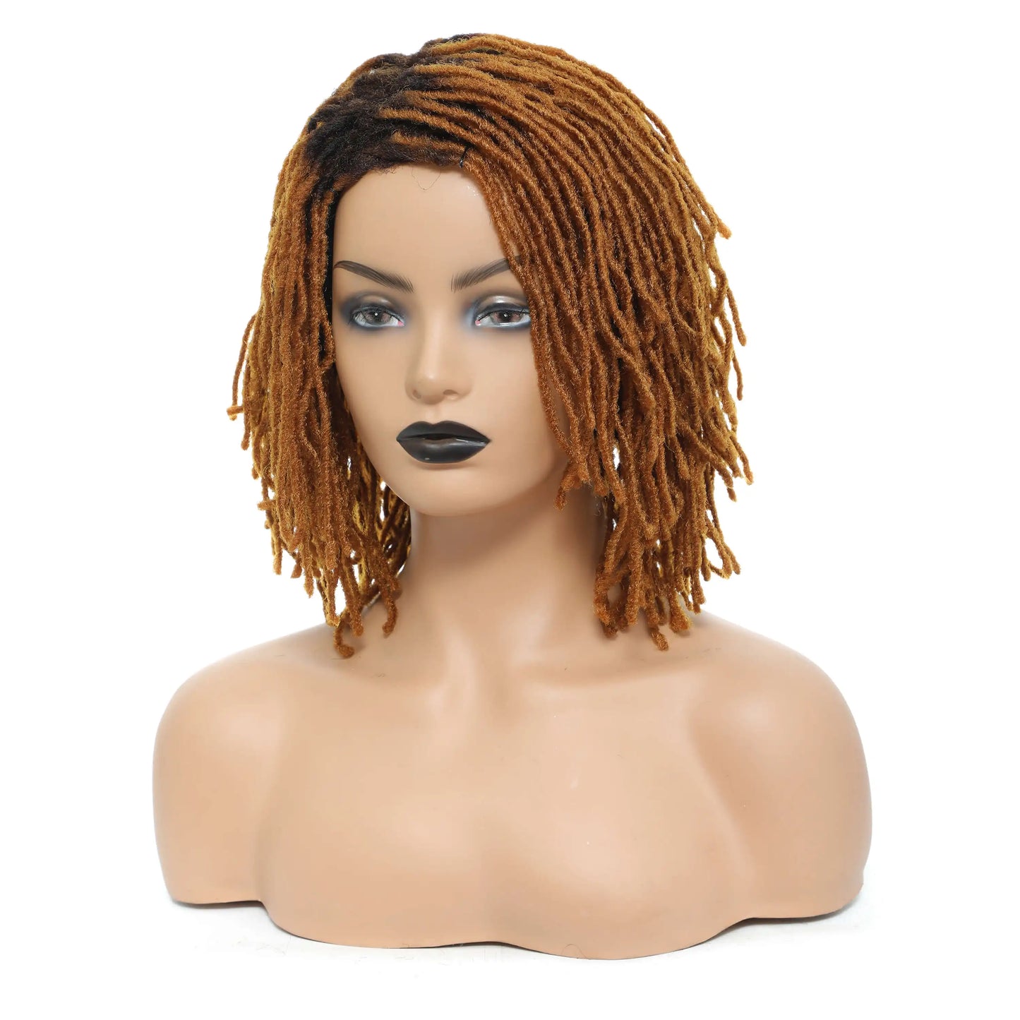 10Inches Braided Wigs  Afro Bob Wig Synthetic DreadLock Wigs For Black Woman Short Curly Ends Cosplay Yun Rong Hair