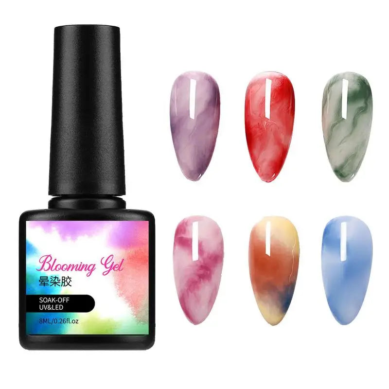 Blooming Gel Nail Polish Silky Blooming Gel for Nails LED Blossom Gel for Spreading Effect Marble Floral Print Nail Art Design