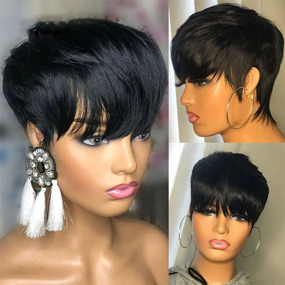 Short Human Hair Wigs Highlight P1B/30 Pixie Cut Straight Brazilian Hair For Black Cheap Rebecca Machine Made Wig Blonde 613