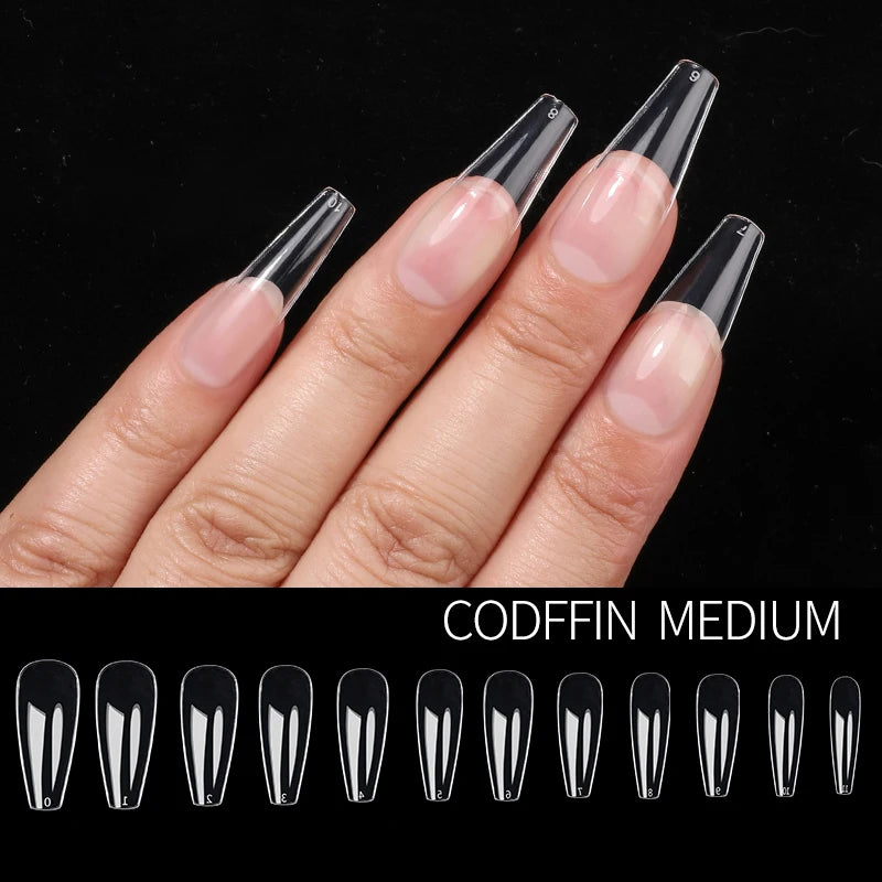 Fake Nails False Nail Acrylic American Capsule Gel Shot Artificial Transparent for Frence Fingernails Coffin Full Cover Tips