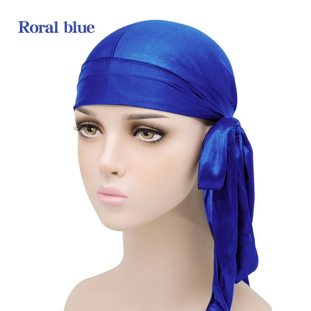 Men's Silky Durags Bandanas Turban Hat Wigs Doo Satin Durag Biker Headwear Headband Du-Rag Hair Accessories