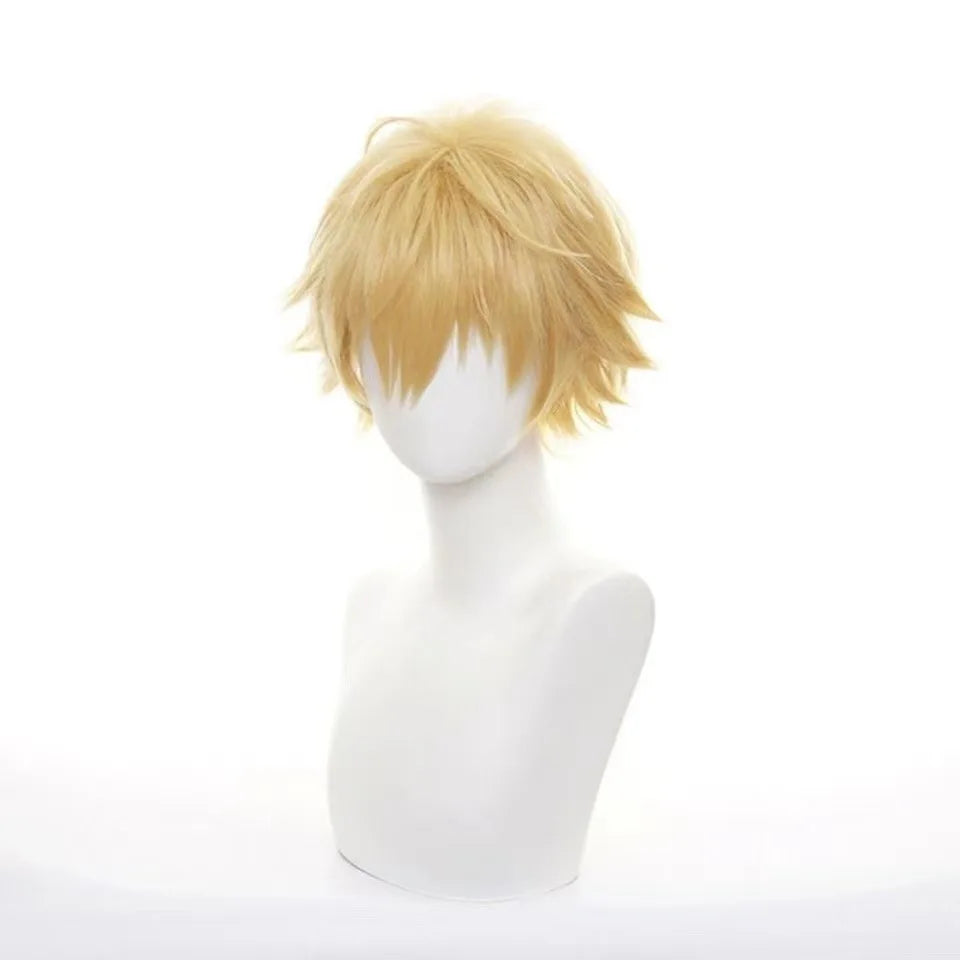 Chainsaw Man Denji Cosplay Wig Costume Golden Color Short Wigs Chainsaw Man Play Role Heat Resistant Synthetic Hair Halloween