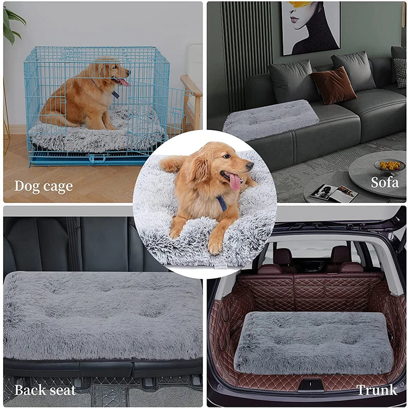 3D Wave Cotton Foam Mat Pet Dog Bed with Zipper Long Plush Sleeping Mat Washable Cover Wave Foam Mat Pet Bed for Cats Dog Sofa