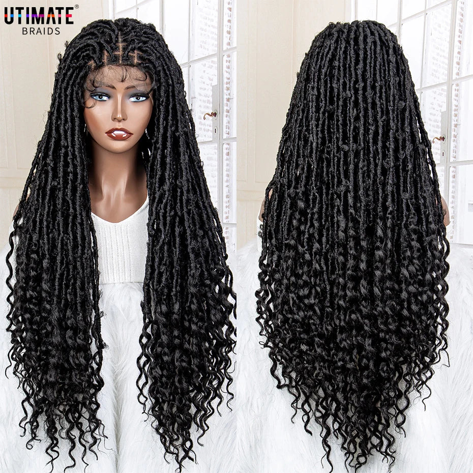 Long Curly Wave Wavy Synthetic Dreadlocks Wig with Baby Hair for Women 26 Inches Black Color Braided Lace Front Dreadlocks Wigs