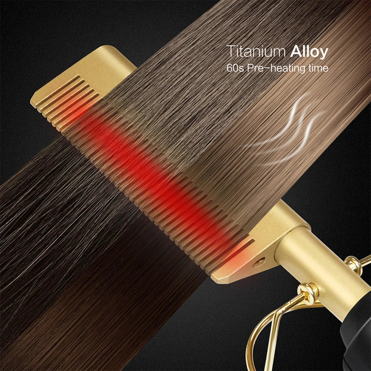 Professional Hair Straightener For Wigs Heated Comb Electric  Heating Hot Comb Hair Styling Straightening Curling Comb