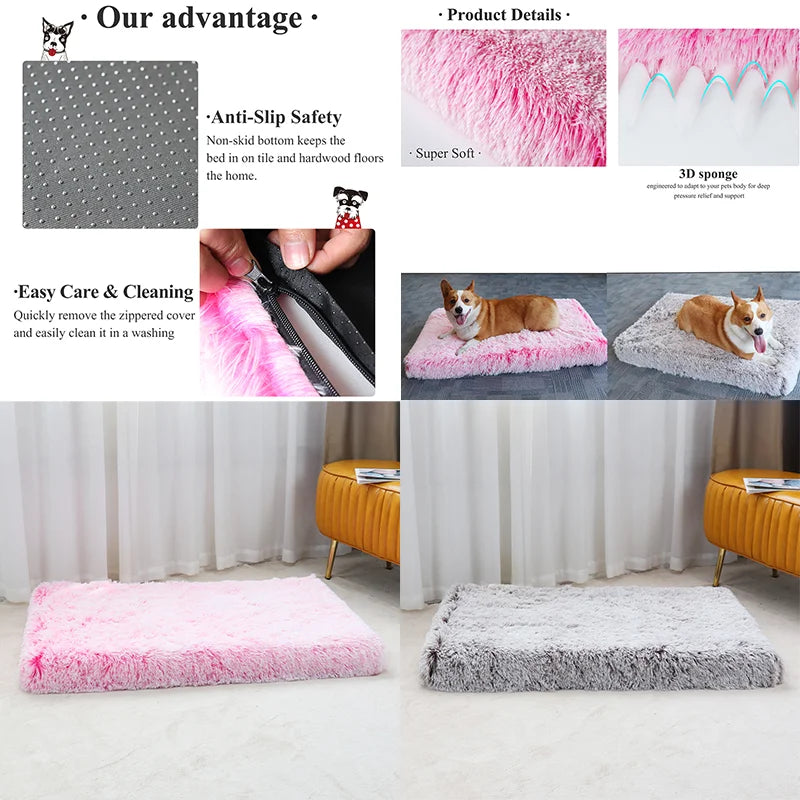 Dog Bed Mats Vip Washable Large Dog Sofa Bed Portable Pet Kennel Fleece Plush House Full Size Sleep Protector Product Dog Bed