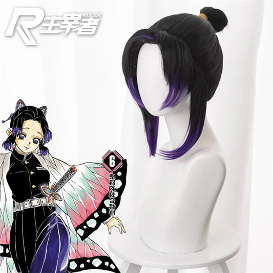 Kochou Shinobu : Kimetsu no Yaiba Cosplay Kamado Nezuko Role Playing Wigs Halloween Cosplay Wigs Tanjirou