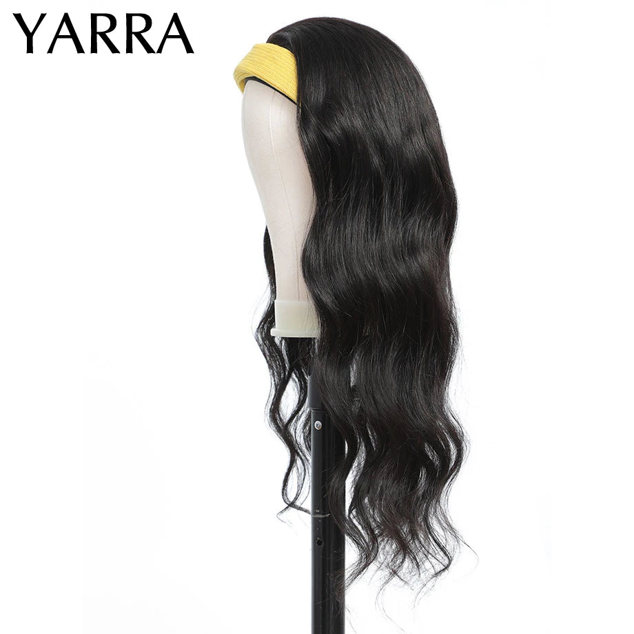 Brazilian Body Wave Headband Wigs 100% Human Hair Headband Scarf Wigs for Women Natural Remy Hair Machine Made Glueless Yarra