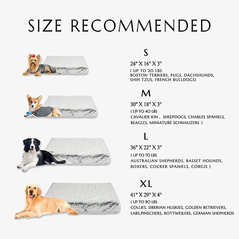 3D Wave Cotton Foam Mat Pet Dog Bed with Zipper Long Plush Sleeping Mat Washable Cover Wave Foam Mat Pet Bed for Cats Dog Sofa