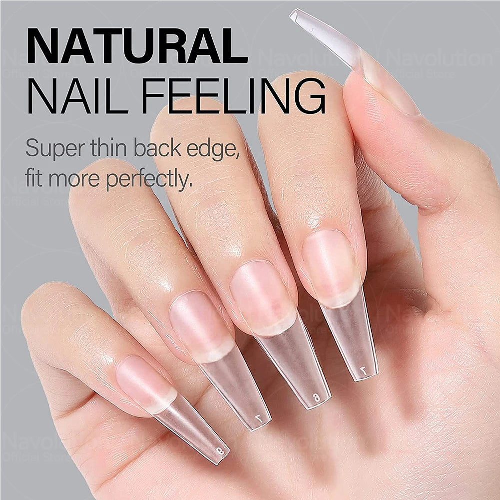 NAVOLUTION 120Pcs False Nails Acrylic False Nails Coffin Artificial Nails Transparent/Matte False Nails For Extension