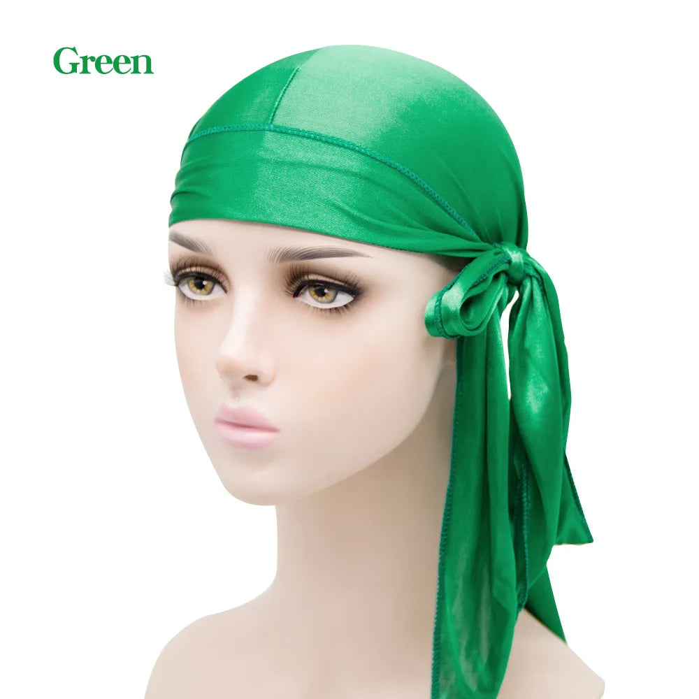 Men's Silky Durags Bandanas Turban Hat Wigs Doo Satin Durag Biker Headwear Headband Du-Rag Hair Accessories