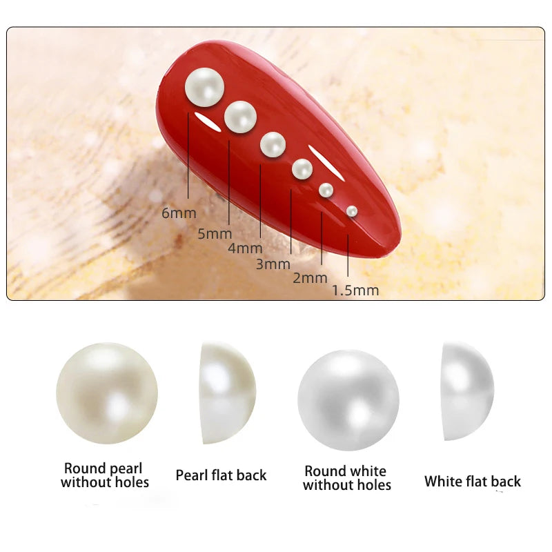 Parts Nails Accessories Pearls Flatback Beads Nacre 1Box Acrylic Ball Rhinestones Supplies For Professionals Needlework Kit Case