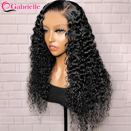 Gabrielle Deep Wave Frontal Wig Brazilian Curly 13x6 Lace Front Human Hair Wigs for Women 30 32 Inch Closure Wig 180% Density