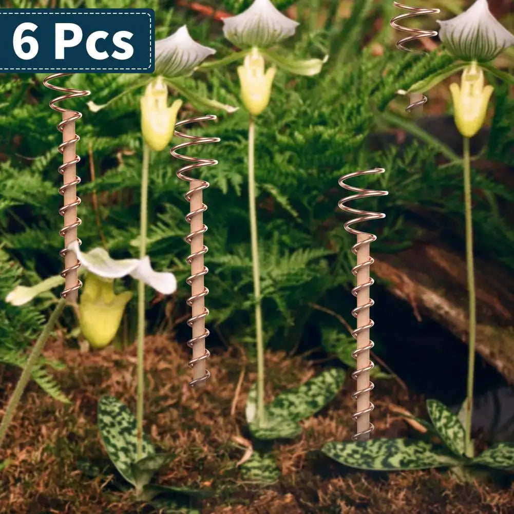 6Pcs/Set 12-inch Electroculture Plant Stake Wood Rod Garden Plants Vegetables Growing Electro Culture Copper Wire Coil Antenna