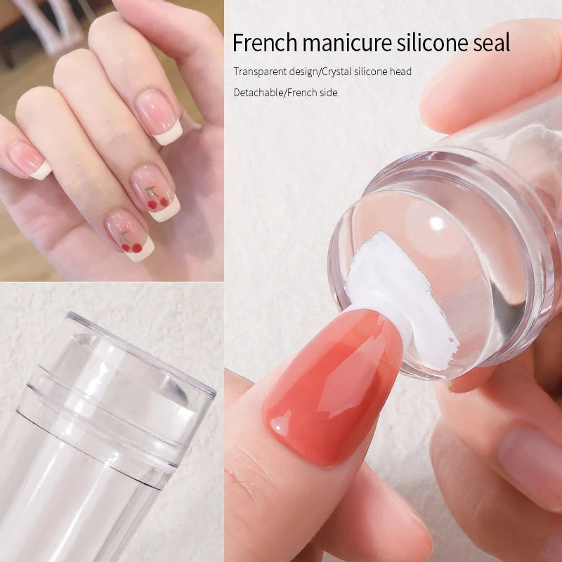 Nail Art Silicone Printer French Manicure Stamper with Scraper Set Stamps Kit Tool Professional Stamping for Nails Accessories