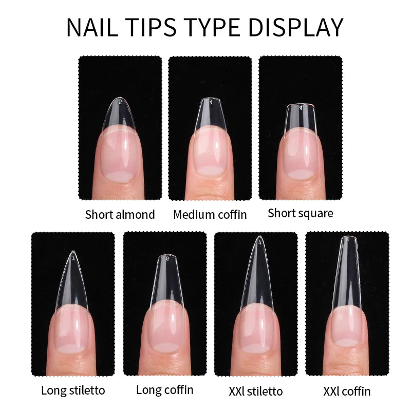 Fake Nails False Nail Acrylic American Capsule Gel Shot Artificial Transparent for Frence Fingernails Coffin Full Cover Tips