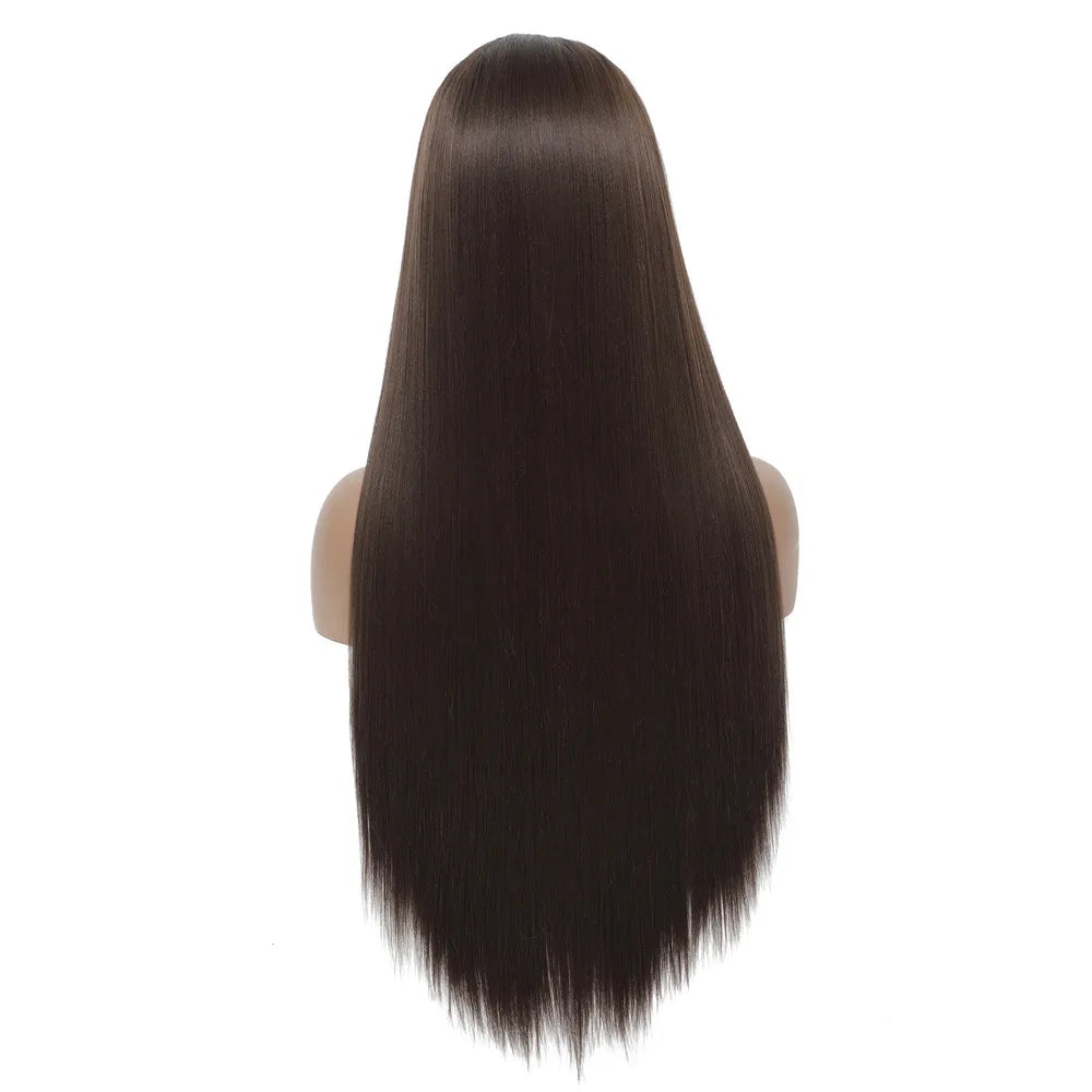 X-TRESS 13X3 Synthetic Lace Frontal Wig Light Brown Natural Looking Free Part Long Straight Lace Front Wigs For Black Women