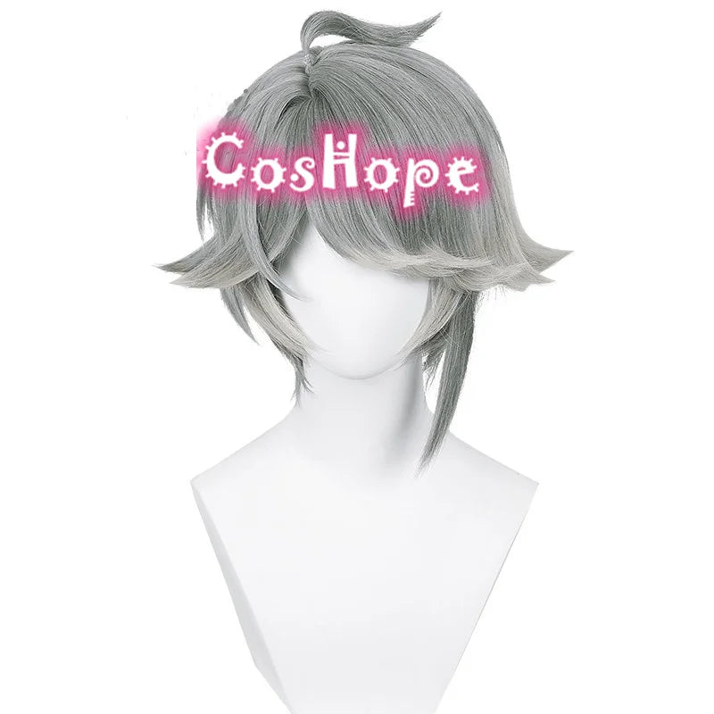 Al Haitham Cosplay Wig 30cm Short Gray Wig Cosplay Anime Cosplay Wigs Heat Resistant Synthetic Wigs