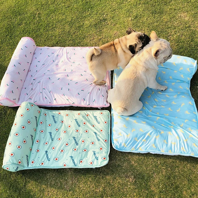 Pet Mat Dog Cooling Mat Summer Dog Bed Pad Blanket Breathable Ice Pad Sofa For Small Medium Dogs Pet Cooling Mats With Pillow