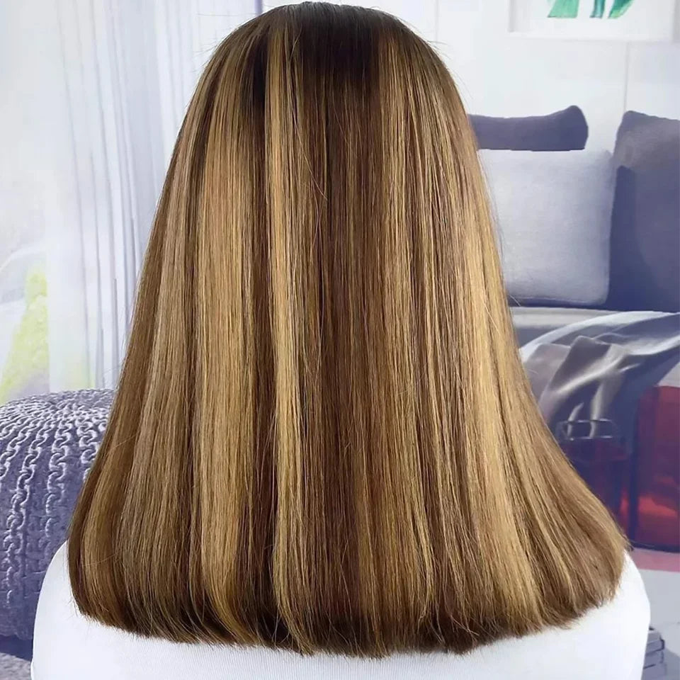 Highlight Straight Bob Wig 13X6X1 Lace Front Wigs For Women Ombre Blond Color Wigs Brazilian Remy Hair Short Bob Human Hair Wigs