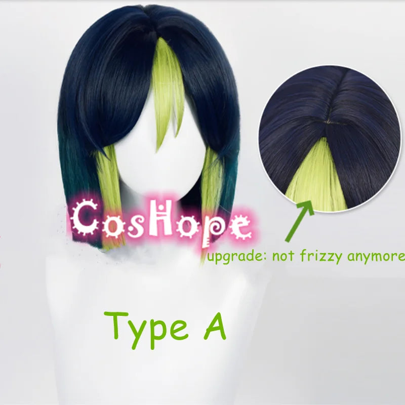 Tighnari Cosplay Wig 30cm Dark Blue Green Gradient Wig Cosplay Anime Cosplay Wigs Heat Resistant Synthetic Wigs