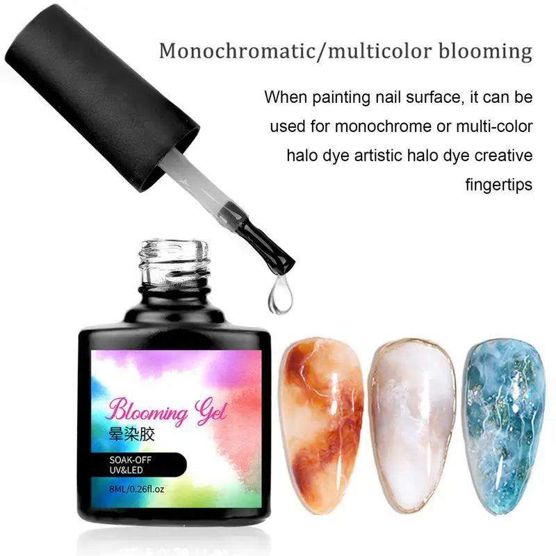 Blooming Gel Nail Polish Silky Blooming Gel for Nails LED Blossom Gel for Spreading Effect Marble Floral Print Nail Art Design