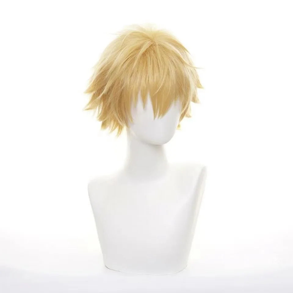 Chainsaw Man Denji Cosplay Wig Costume Golden Color Short Wigs Chainsaw Man Play Role Heat Resistant Synthetic Hair Halloween